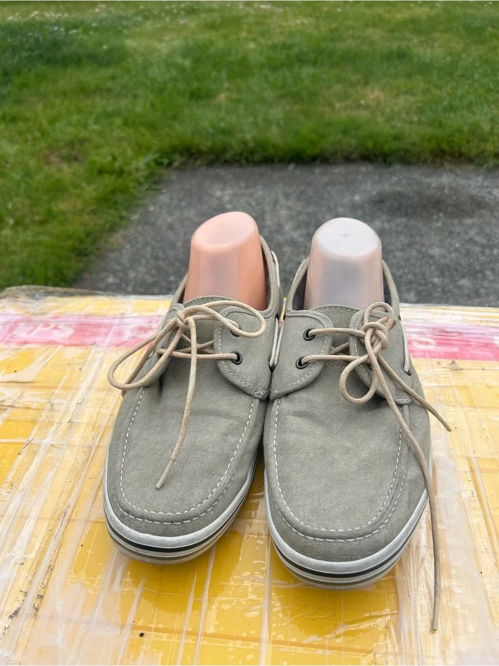 Aldo Men’s Light Gray Canvas Boat Shoes Size 10